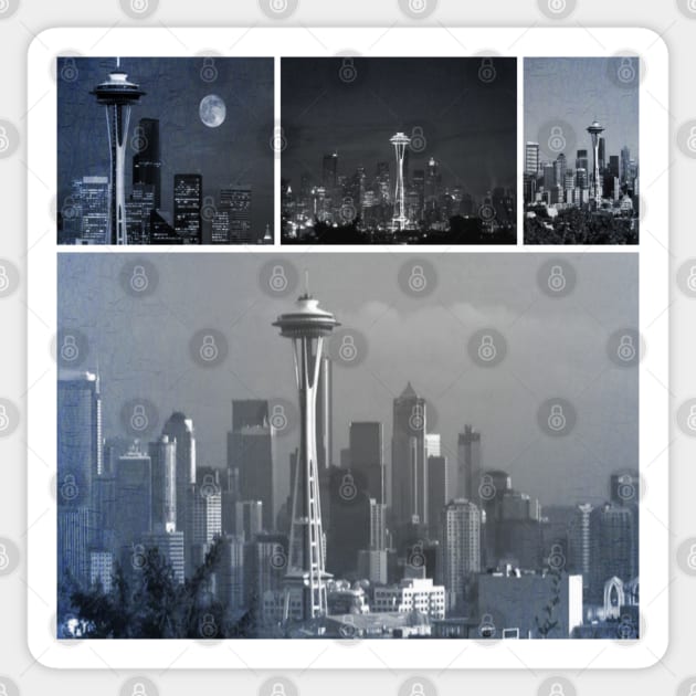 Grey Seattle Space Needle Collage Sticker by Christine aka stine1